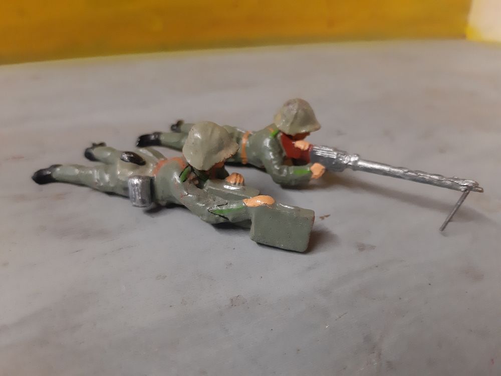 Figurine Elastolin Mitrailleur Couché Armée Allemande 1:32 Composition