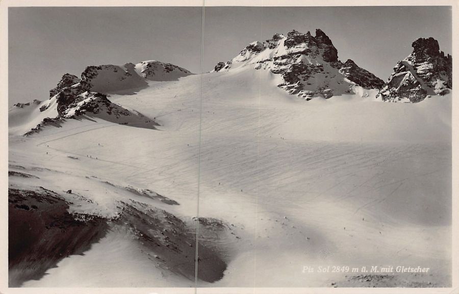 Ansichtskarten: ALPIN: Piz Sol mit Gletscher, um 1935-40 – Gebraucht aus Frauenfeld von POML
