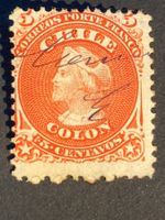 Chile 1868 Kolumbus 5c Federstrich Entwertung