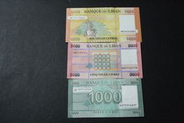 Serie UNC Liban 1000/5000/10 000 Livre
