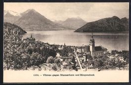Vitznau, Ortsansicht gegen Stanserhorn u