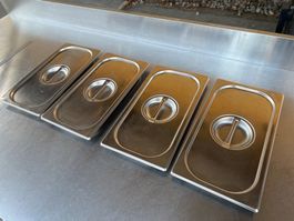 4 Stück Chromstahl  Deckel zu Gastronorm GN 1/3, 10 cm tief