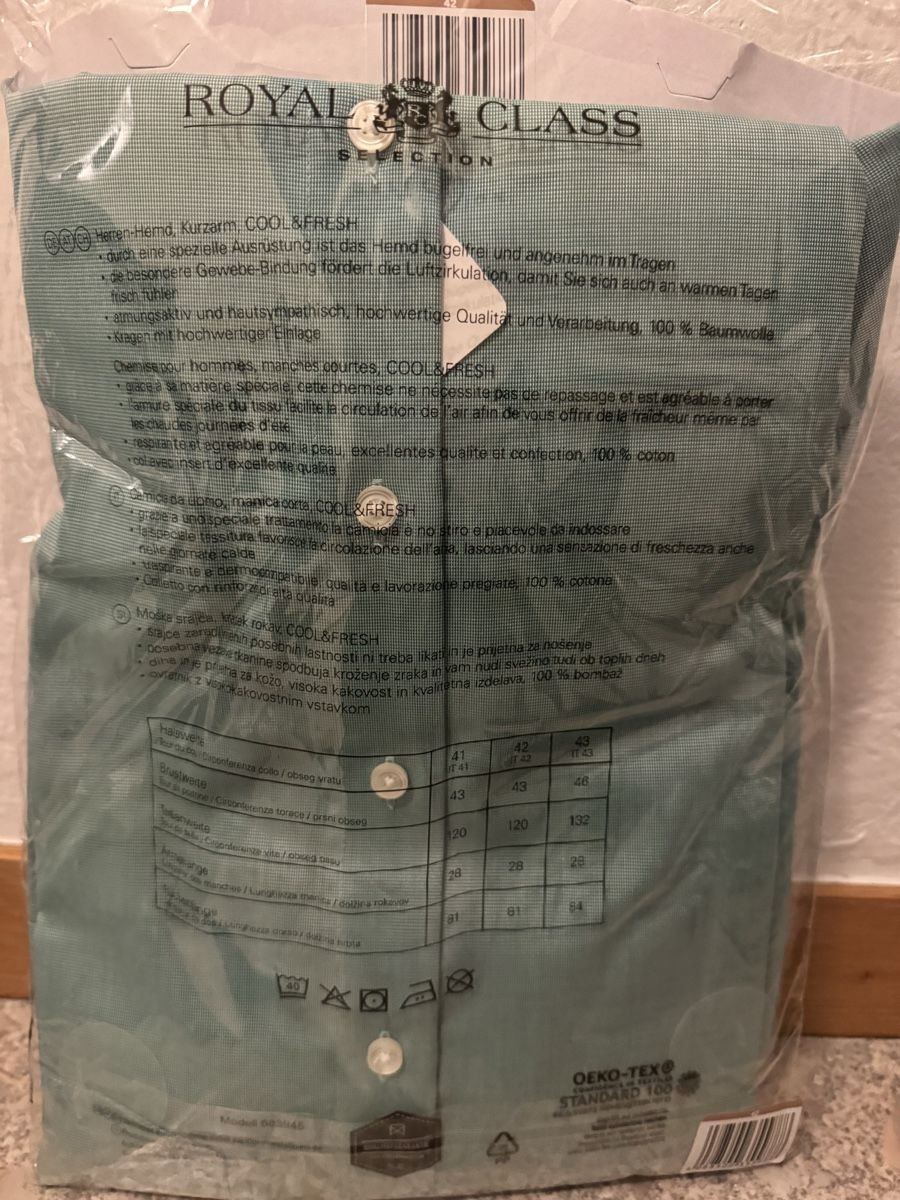 Camicie: Royal Class Hemd, Gr. 42, mintgrün, Kurzarm, Sommerhemd – Nuovo e nell'imballaggio originale da Pfäffikon ZH venduto da Tetu.33 1