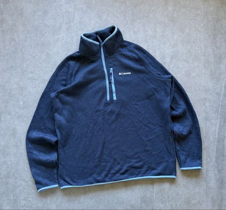 31.Pull Columbia bleu marine à demi-zip, taille XL