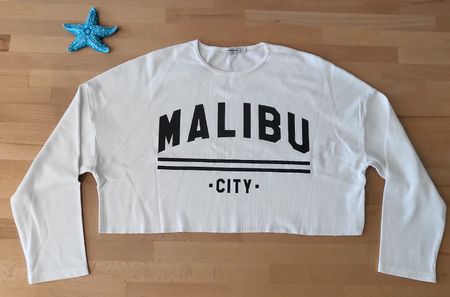 Stradivarius Crop-Pullover Malibu Weiss Gr. M