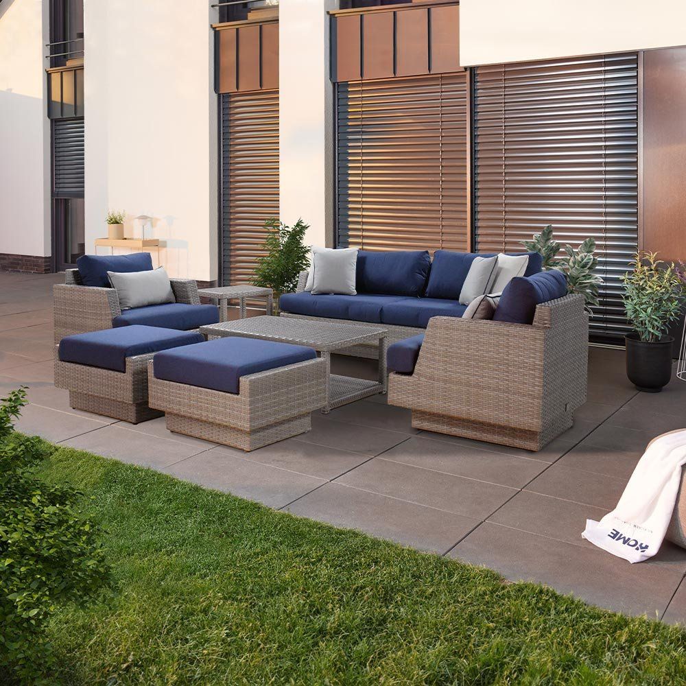 Tischset: Rattanlounge MELBI inkl. Abdeckung - Hellgrau – Neu und originalverpackt aus Wallenwil von toesstal-vertrieb