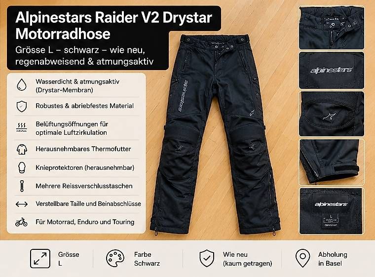 Hosen: Alpinestars Raider V2 Drystar Motorradhose Gr. L – Gebraucht aus Basel von Furnitina
