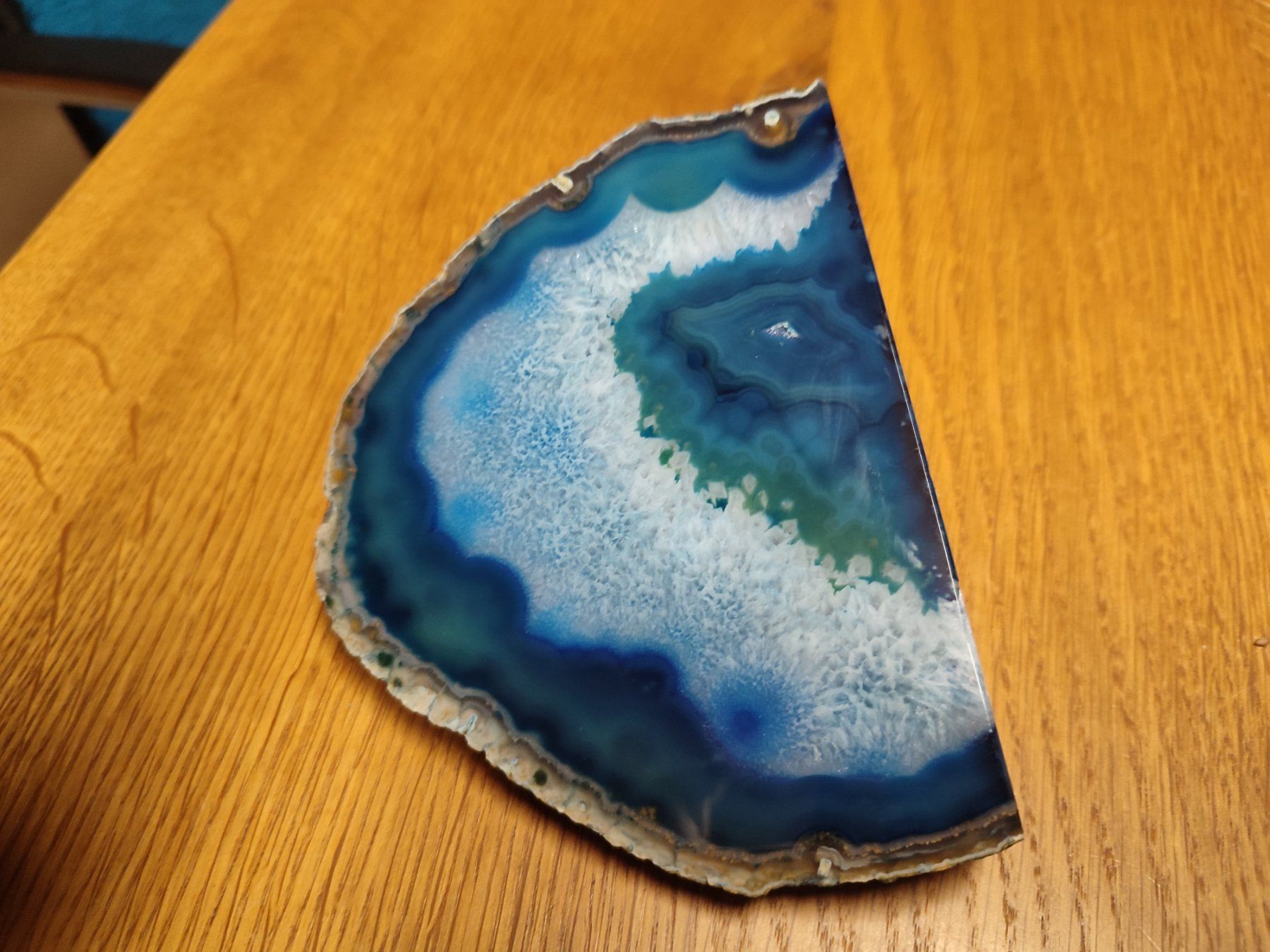 Pietre preziose: Achat-Objekt, Geode, blau halbrunde Scheibe – Usato da Hüswil venduto da benigreen01 4