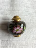 Miniature Vase Cloisonné Schwarz Blume Goldfarben 4cm