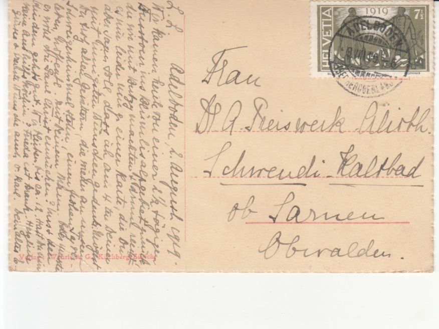 Cartoline postali: Adelboden 1919 – Usato da Bürglen TG venduto da StampGraf 1