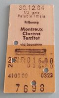 Billette Schweiz Fribourg Montreux Territet 2. Kl. 7698