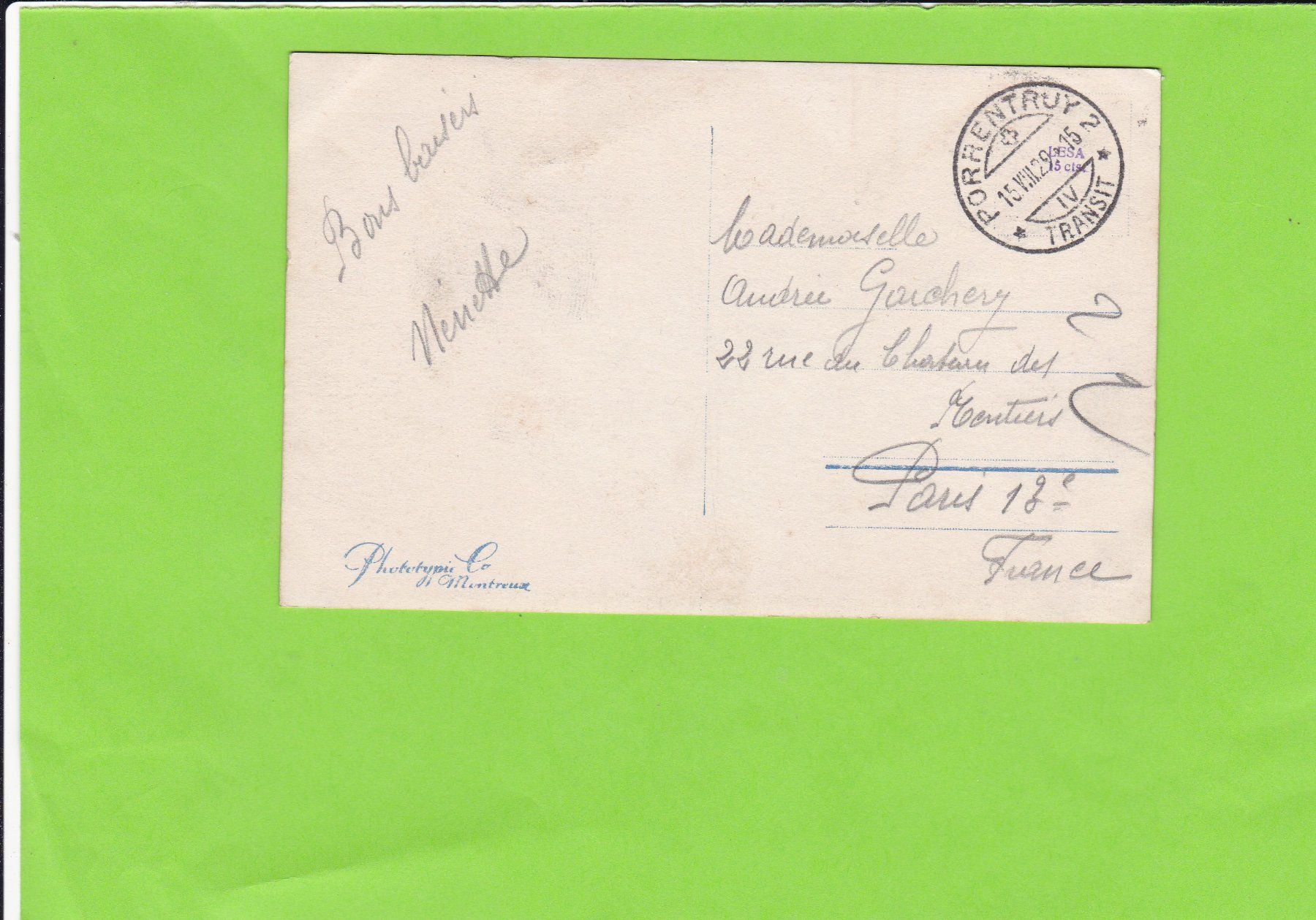 Cartoline postali: Porrentruy-Le Château – Usato da St. Peterzell venduto da neckertal 1