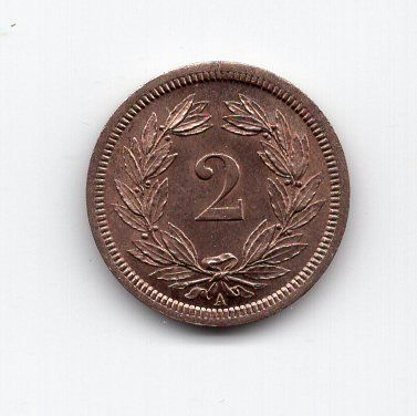 Tutti le monete: (1592) CH, 2 Rappen 1850, Super stgl – Usato da Rüthi (Rheintal) venduto da erdnuessli1 1
