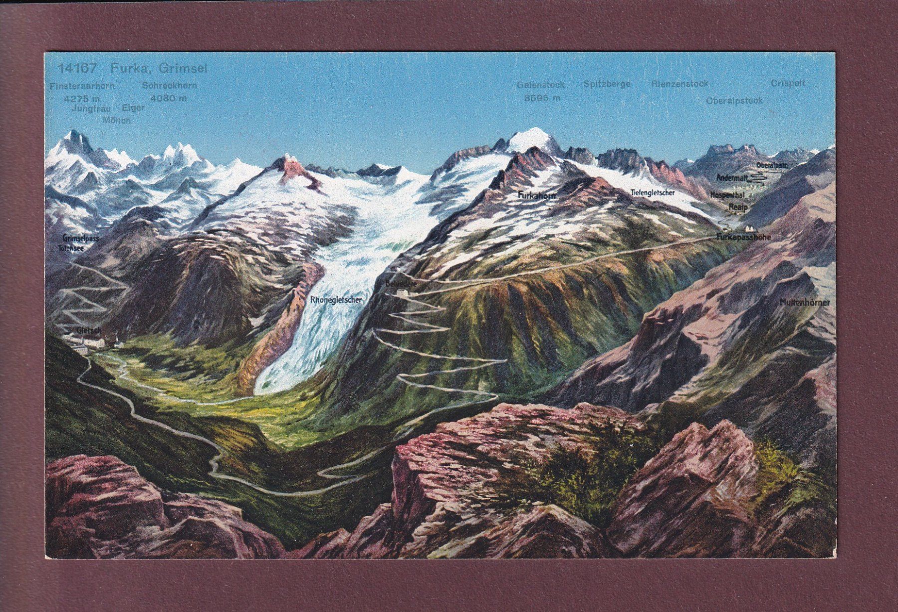 Cartoline postali: FURKA - GRIMSEL - Rhonegletscher – Usato da Pully venduto da nicecards