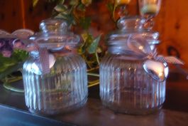 2 Vintage Gläser mit Deckel Glas