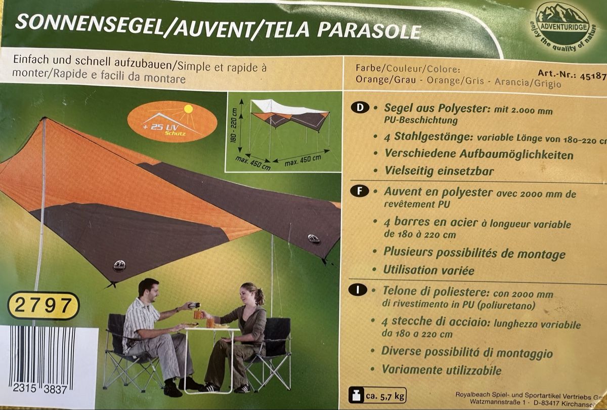 Markisen: Sommer-Sonnensegel , Top Zustand! – Neu (gemäss Beschreibung) aus Bischofszell von Brummbaer5