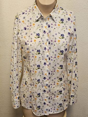 HAWES & CURTIS Fitted Damenbluse Blumenprint Weiß/Bunt Gr.44