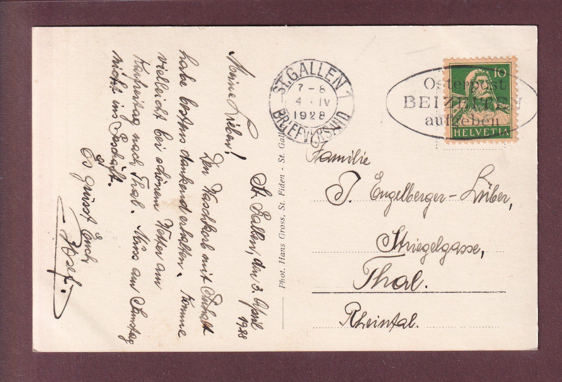 Cartoline postali: ST. GALLEN - Volksbad - 1928 – Usato da Pully venduto da nicecards 1