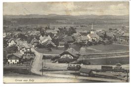 Gruss aus Belp bei Bern - Dorfpartie - Kirche - Bahnhof 1908