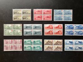 Pro Patria 1947-49 Viererblöcke postfrisch