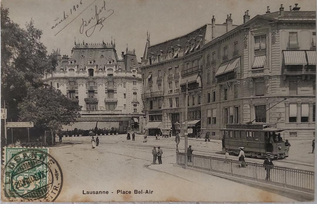 Cartoline postali: LAUSANNE - Place Bel-Air - Trams - 1906 – Usato da Delémont venduto da Domdom1