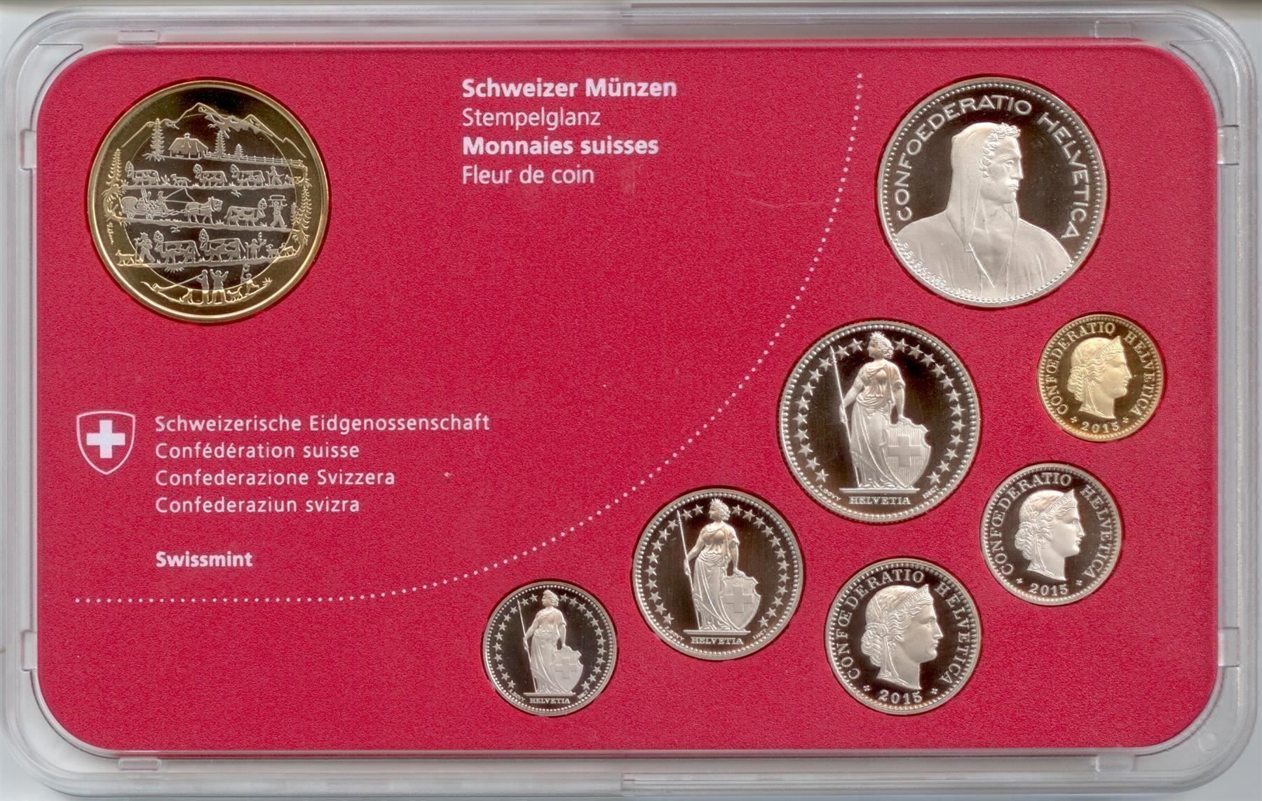 Alle Münzen: Schweizer Münzsatz 2015 stgl – Neu und originalverpackt aus Eggersriet von stamp303 1