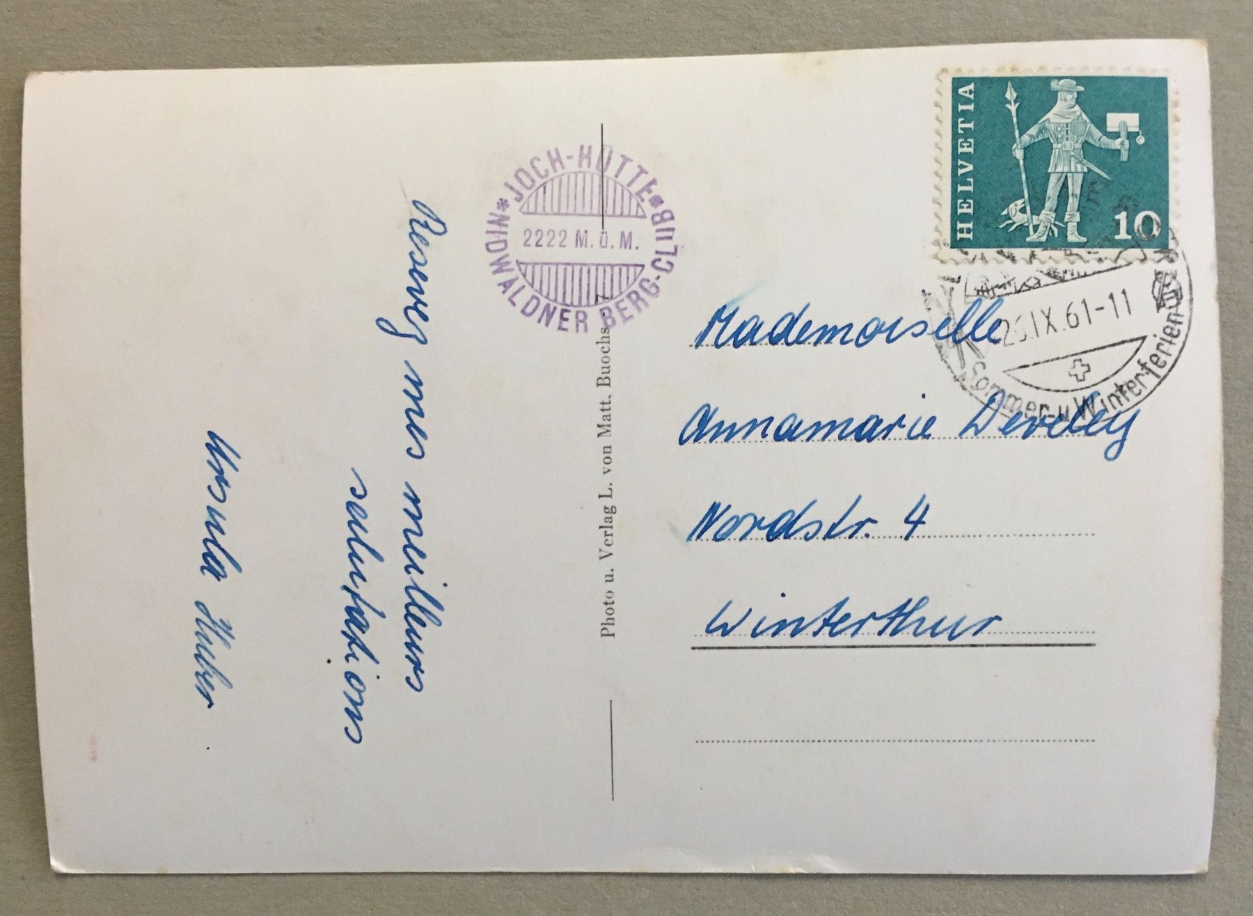 Cartoline postali: Jochhütte, Engelberg, 1961 – Usato da Frauenfeld venduto da Merk52 1