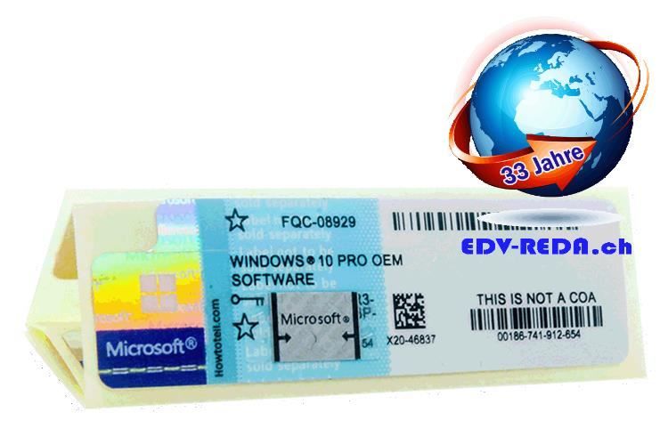 Software: WINDOWS 10 PRO KEY-AUFKLEBER 1St. Lizenz – Neu (gemäss Beschreibung) aus Langenthal von  1