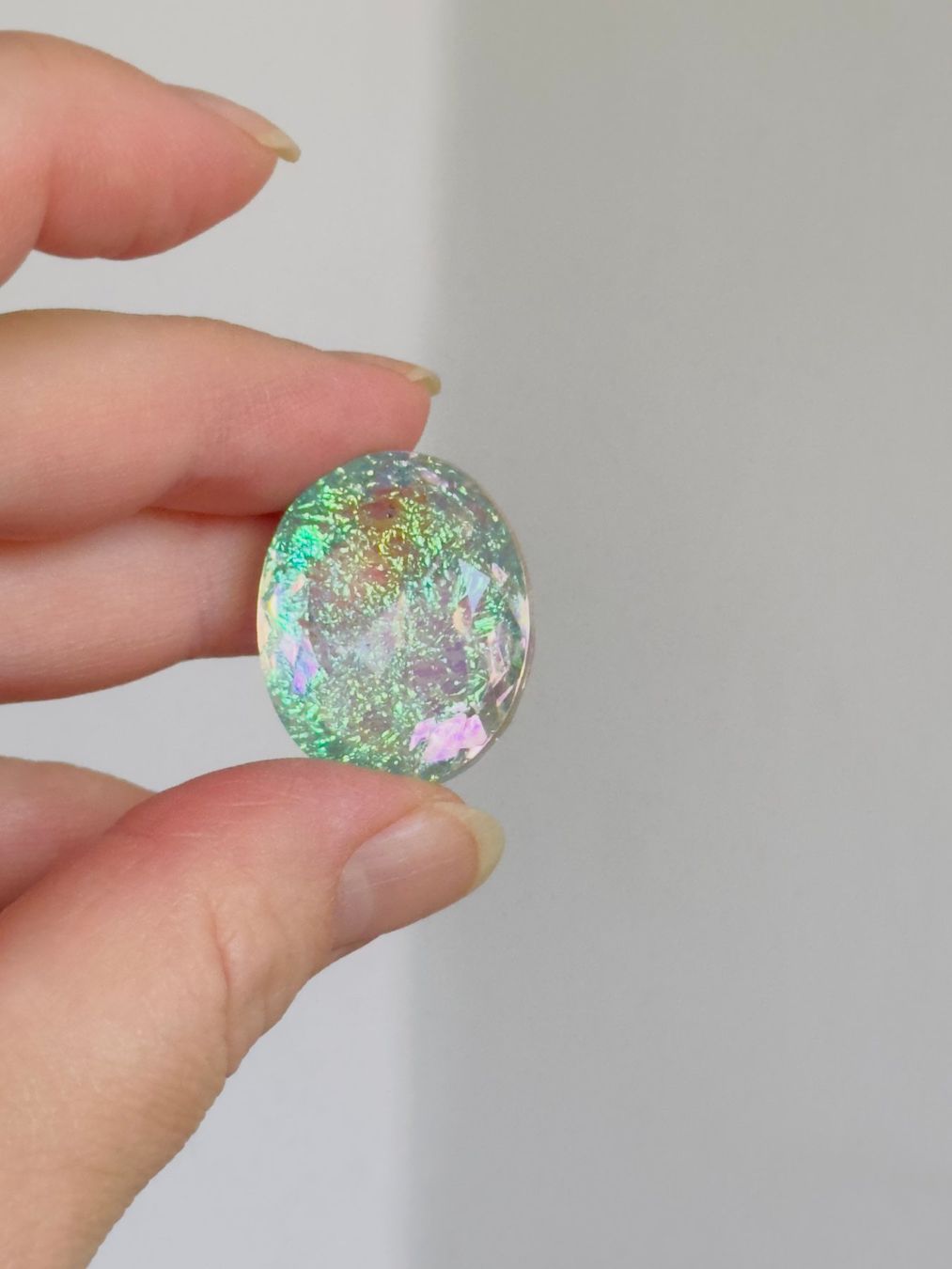 Edelsteine: Certified 58.05 Ct Lab. monarch fire opal doublet oval – Neu und originalverpackt aus Genève von AWWA 7