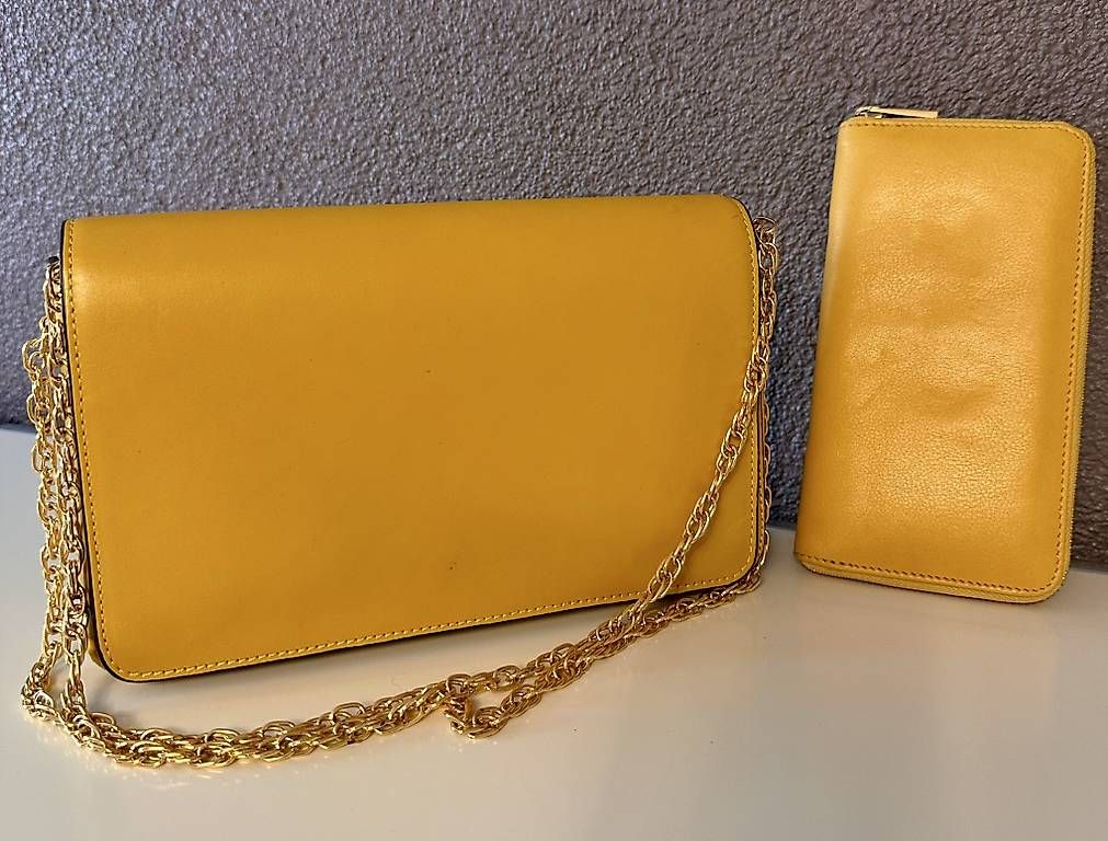 Borse da donna: Tasche mit Portemonnaie gelb Leder – Usato da Pieterlen venduto da Mirsi1