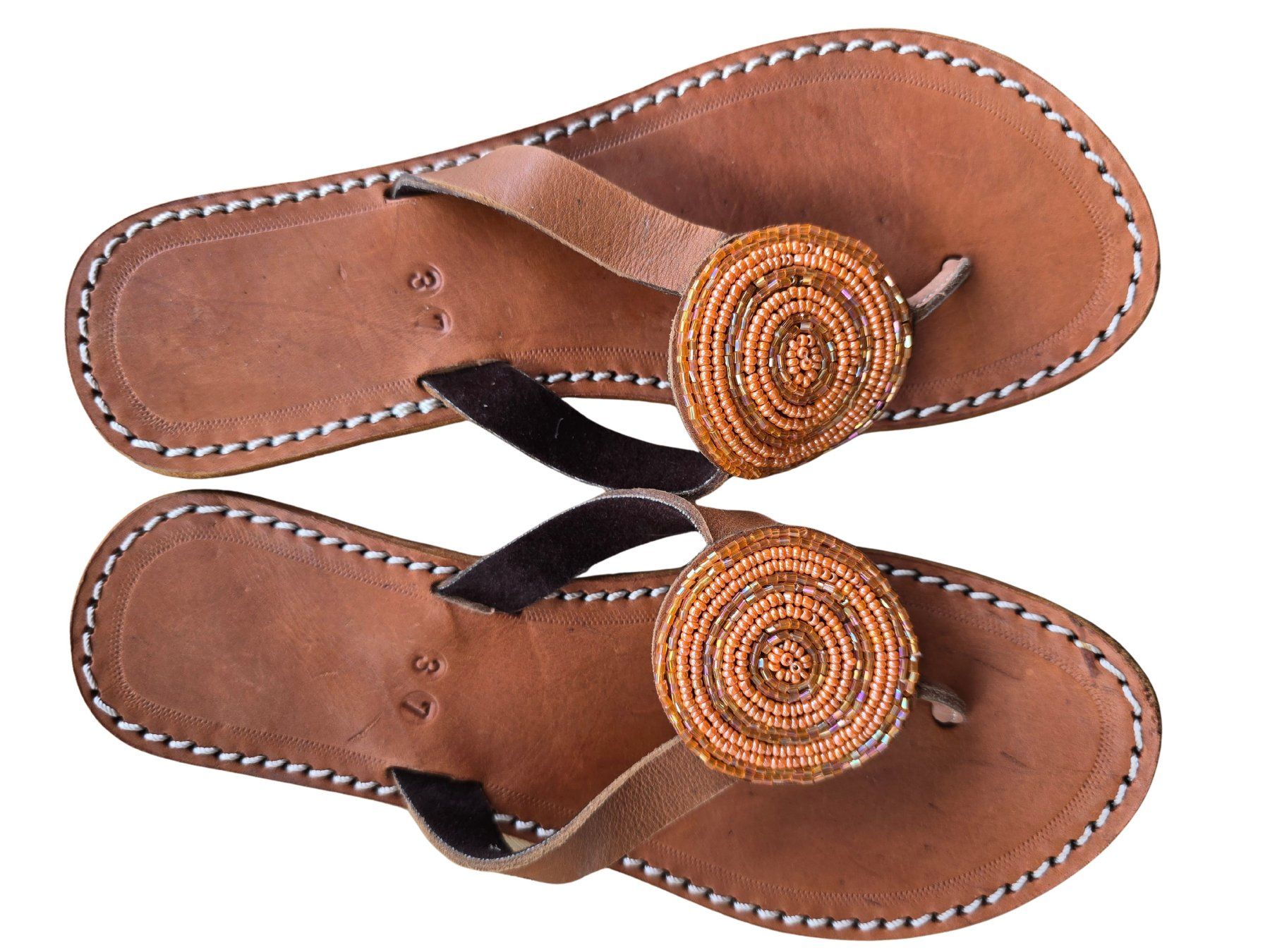Scarpe da donna: Handgemachte Leder-Sandalen - Orange-Kupfer 37 – Nuovo e nell'imballaggio originale da Brione s. Minusio venduto da Littleninja