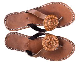 Handgemachte Leder-Sandalen - Orange-Kupfer 37