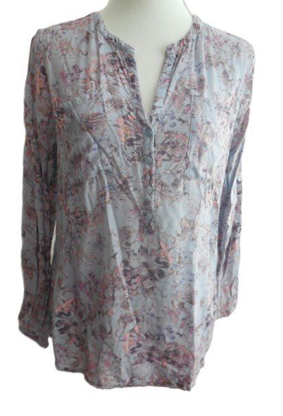 Tom Tailor Camicette: Gr. 40 TOM TAILOR leichte Bluse flieder/hellbau mit Blumen – Usato da Basel venduto da FRAU.ZAUBER.MOND