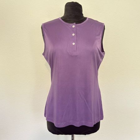 Top sans manches Henley en soie Yessica