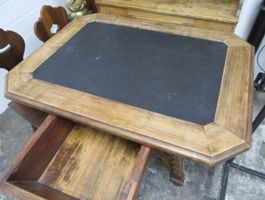 Antiker Tisch mit Schieferplatte, handwerkliches Einzelstück
