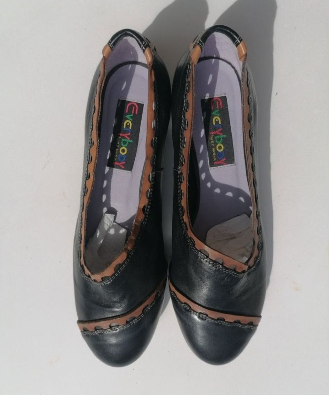 Damenschuhe: NEUE schwarz / braune ECHTE Lederballerinas / Gr. 39 – Neu und originalverpackt aus Susten von DL1989 1