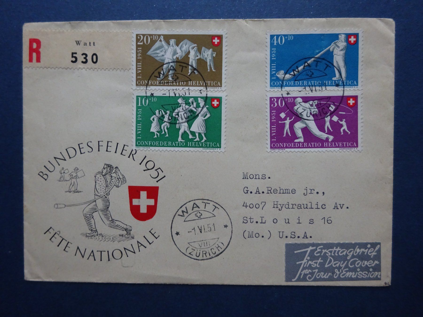 Tutti i francobolli: 1951 Pro Patria FDC Illustriert – Usato da Appenzell-Steinegg venduto da adi1975 1