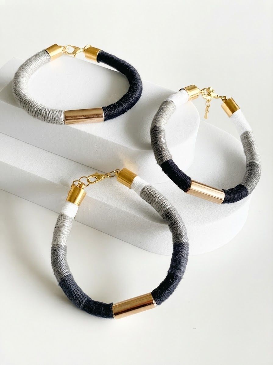 Armbänder & -reifen: Armband Set Makramee Studio Textil Goldfarben – Neu und originalverpackt aus Steinhausen von makramee_studio