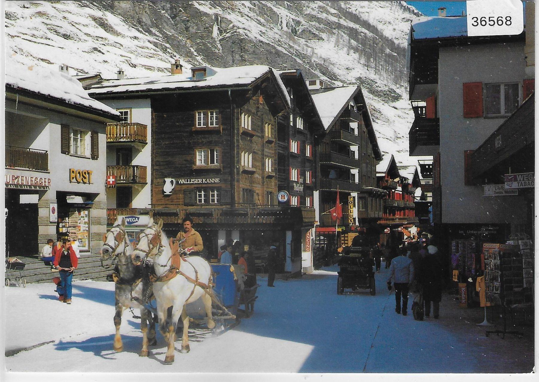 Cartoline postali: Dorfstrasse von Zermatt im Winter – Usato da Ettingen venduto da Kartenplanet
