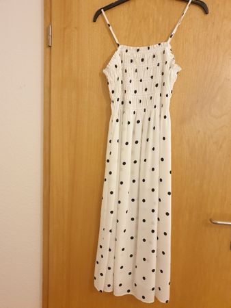 Robe neuve d'été à bretelles, 38, blanc à pois noir, viscose
