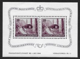 1946: Liechtenstein 4e Briefmarkenausstellung-Block W18 **