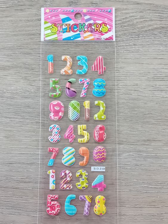 Bunte 3D Zahlen Sticker selbstklebend DIY Deko Basteln (Neu und