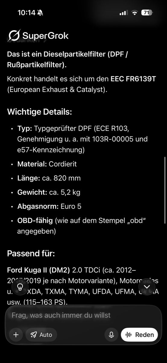 Sistemi di scarico: DPF Ford Kuga – Usato da Walenstadt venduto da CorsinM1 2