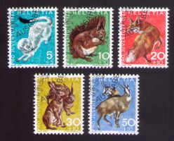 1966_J215-219_Pro Juventute_Einheim.Wildtiere von HANS ERNI