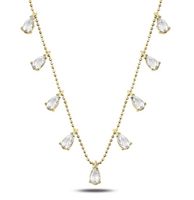 Kette 925 Silber gold Zirkonia Tropfen Choker layer 39cm+3cm