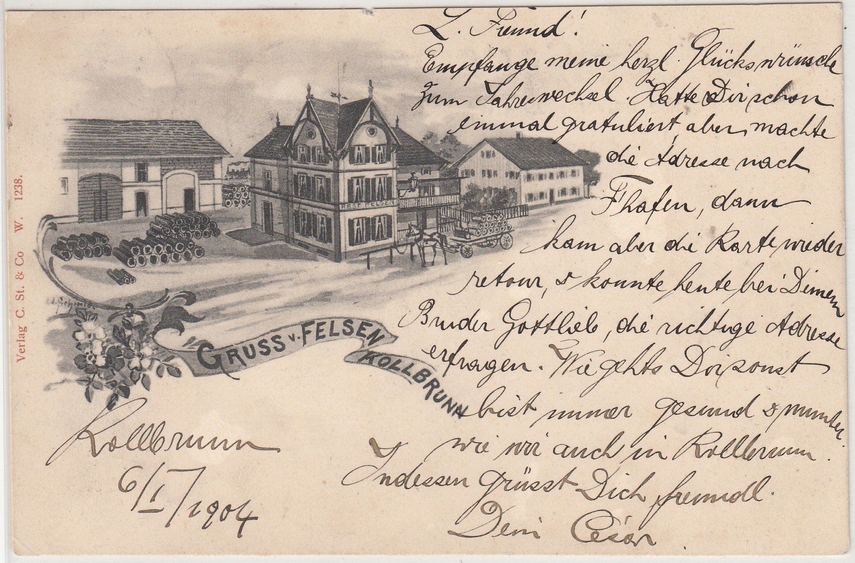 Cartoline postali: Ak.Gruss V.Felsen Kollbrunn ZH – Usato da Herrliberg venduto da Lfrifda