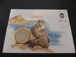 Münzbrief Gibraltar 1 Crown 1980 - General Nelson