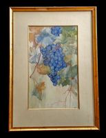 aquarelle vigne raisin Aquarell Rebe Traube monogramm. GV