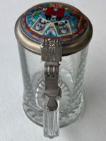 Feldschlösschen Bierkrug, seltener Motiv-Zinn-Deckel