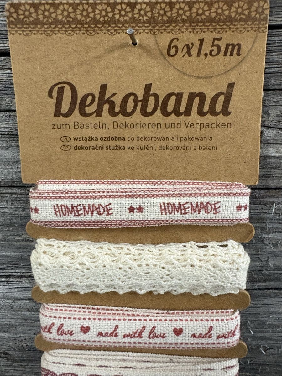 Nastri decorativi: 6 x 1.5cm Dekoband beige/borderaux – Nuovo e nell'imballaggio originale da Kesswil venduto da Nicole220870 2